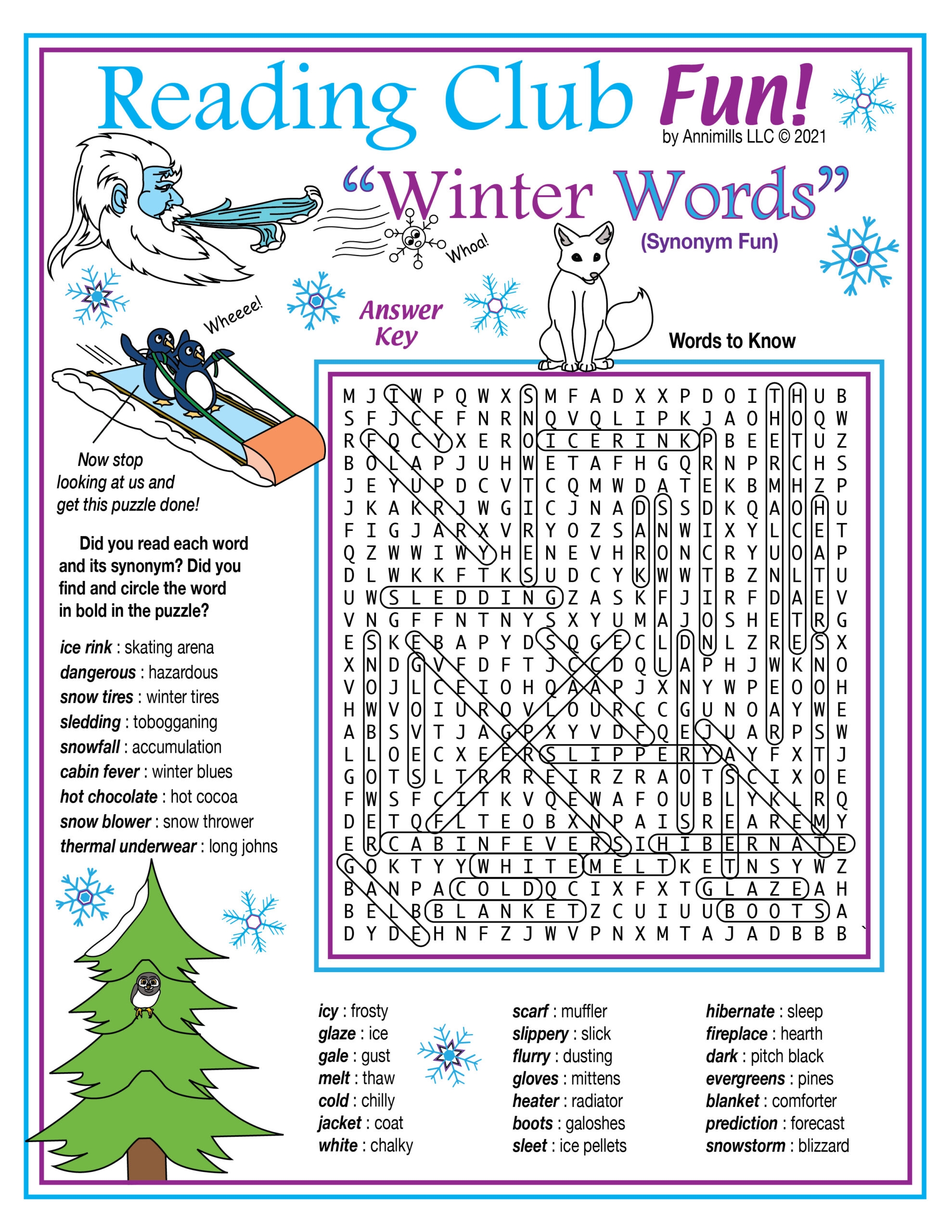 Winter Vocabulary Synonyms Printable Crossword Puzzle U0026 Word Search Made By Teachers