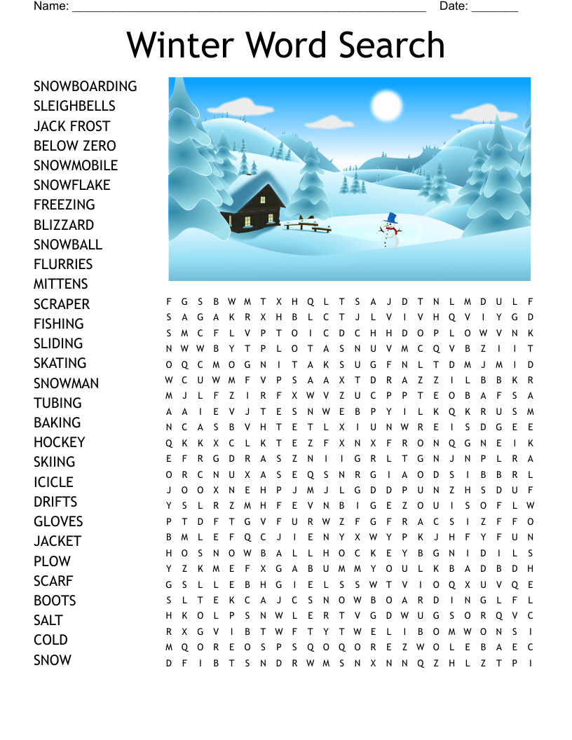 Snow Word Search Printable