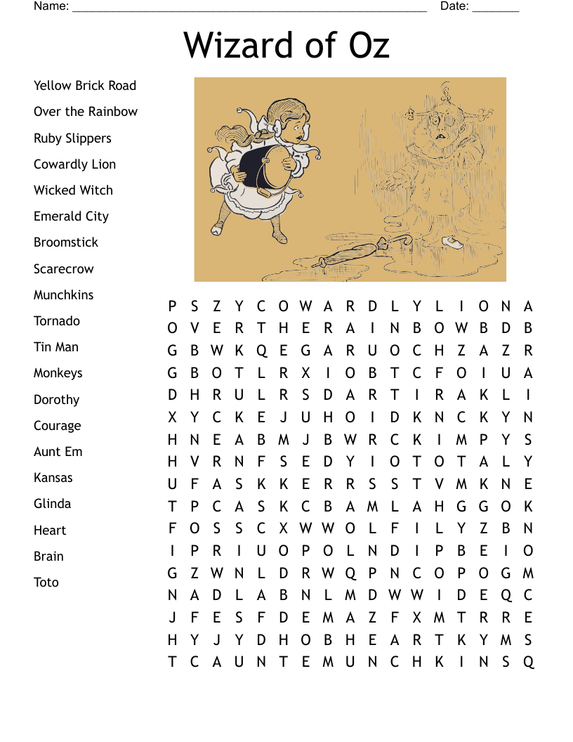 Wizard Of Oz Word Search WordMint