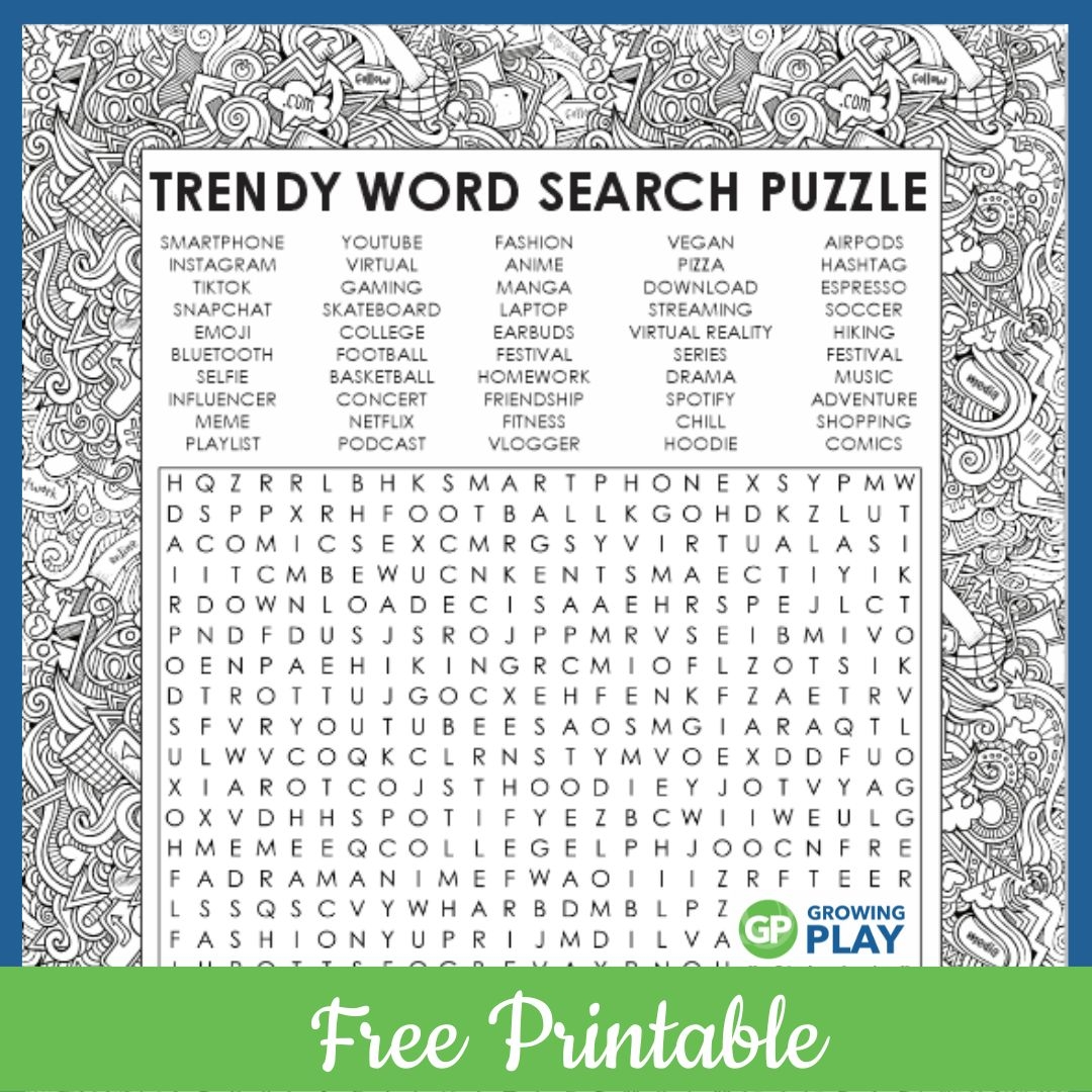 Printable Word Search Puzzles For Teenagers