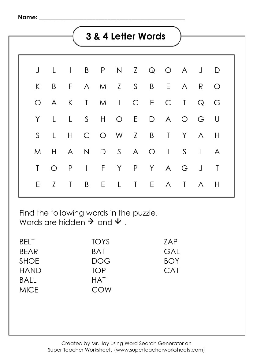 Printable Word Search Generator