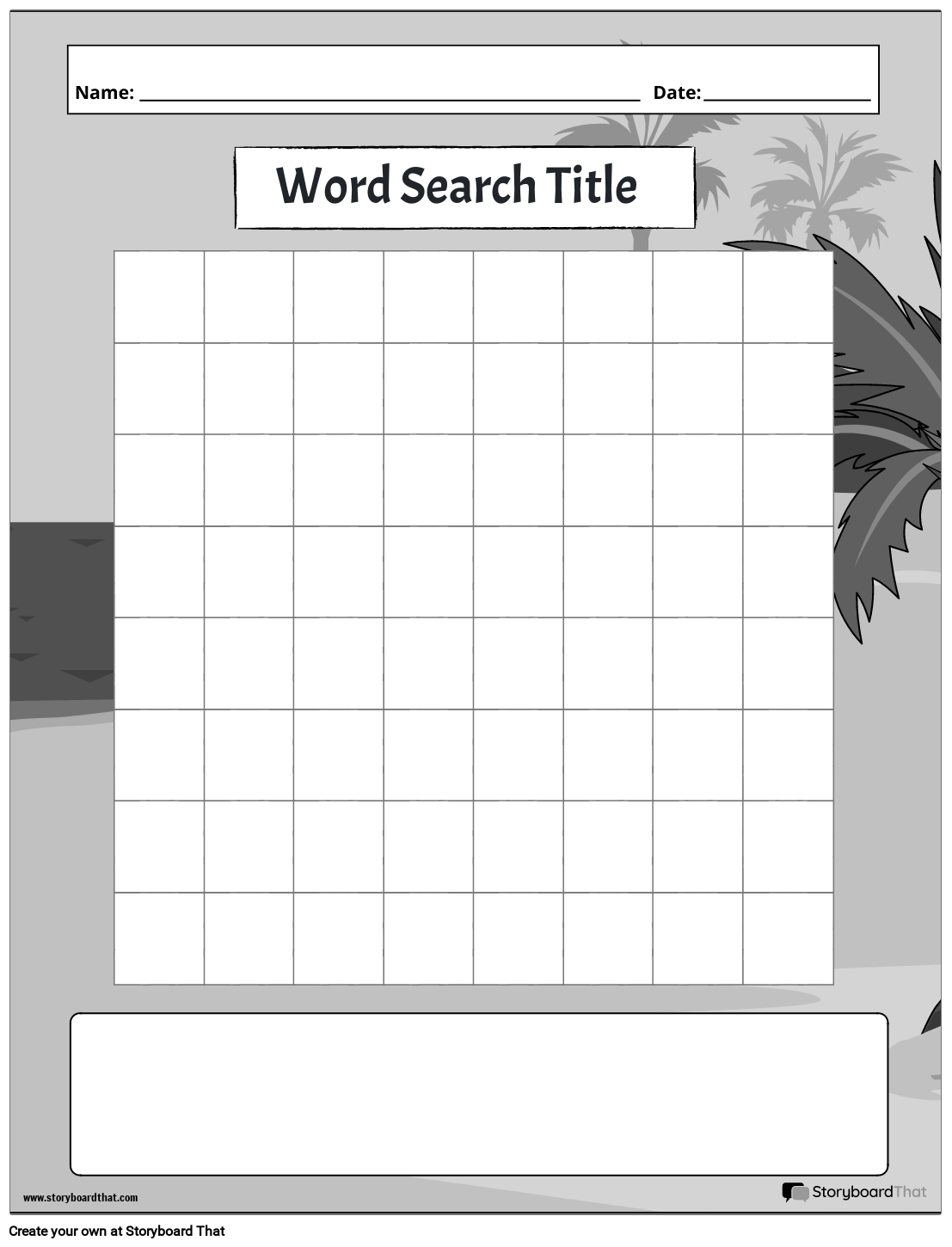 Printable Blank Word Search Template