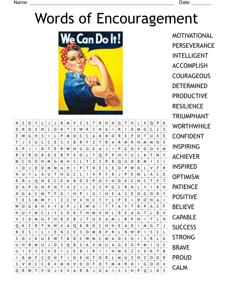 Motivational Word Search Printable