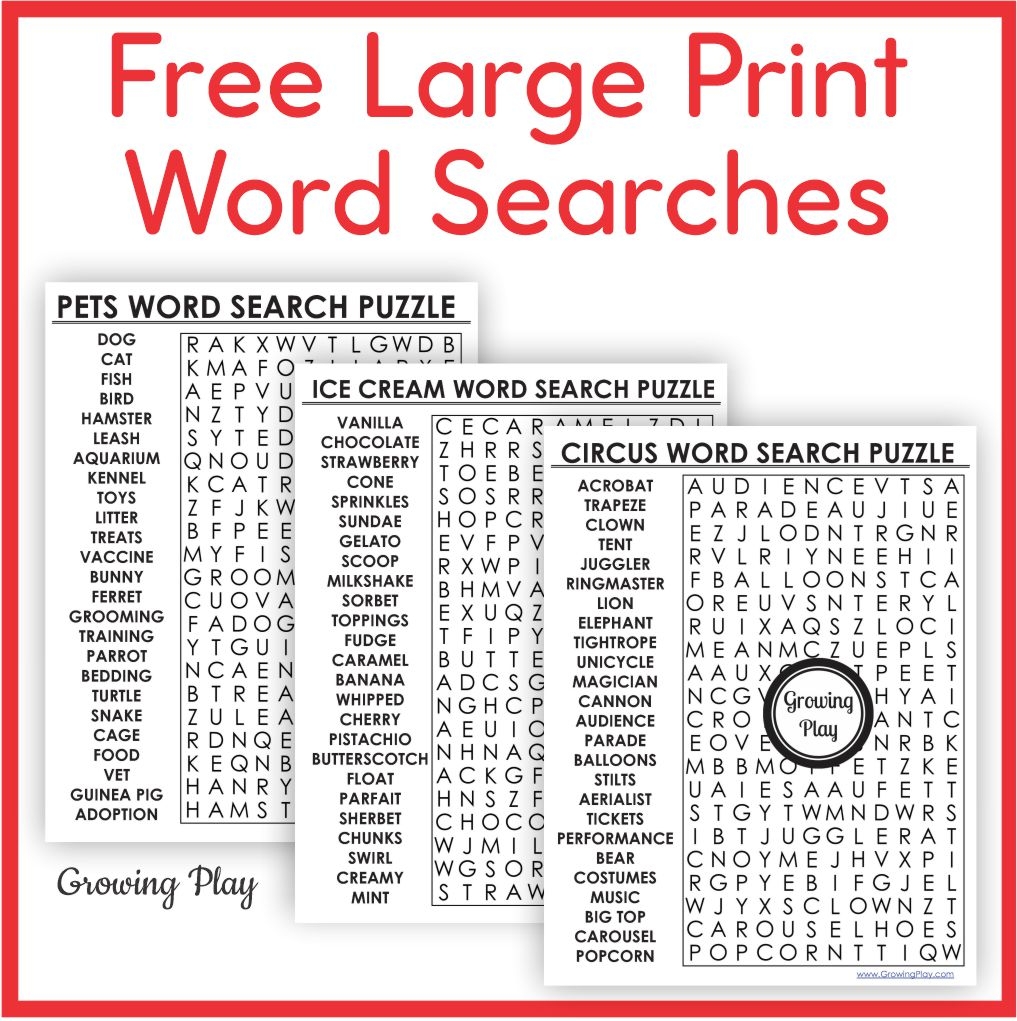 Adult Word Search Printable Large Print