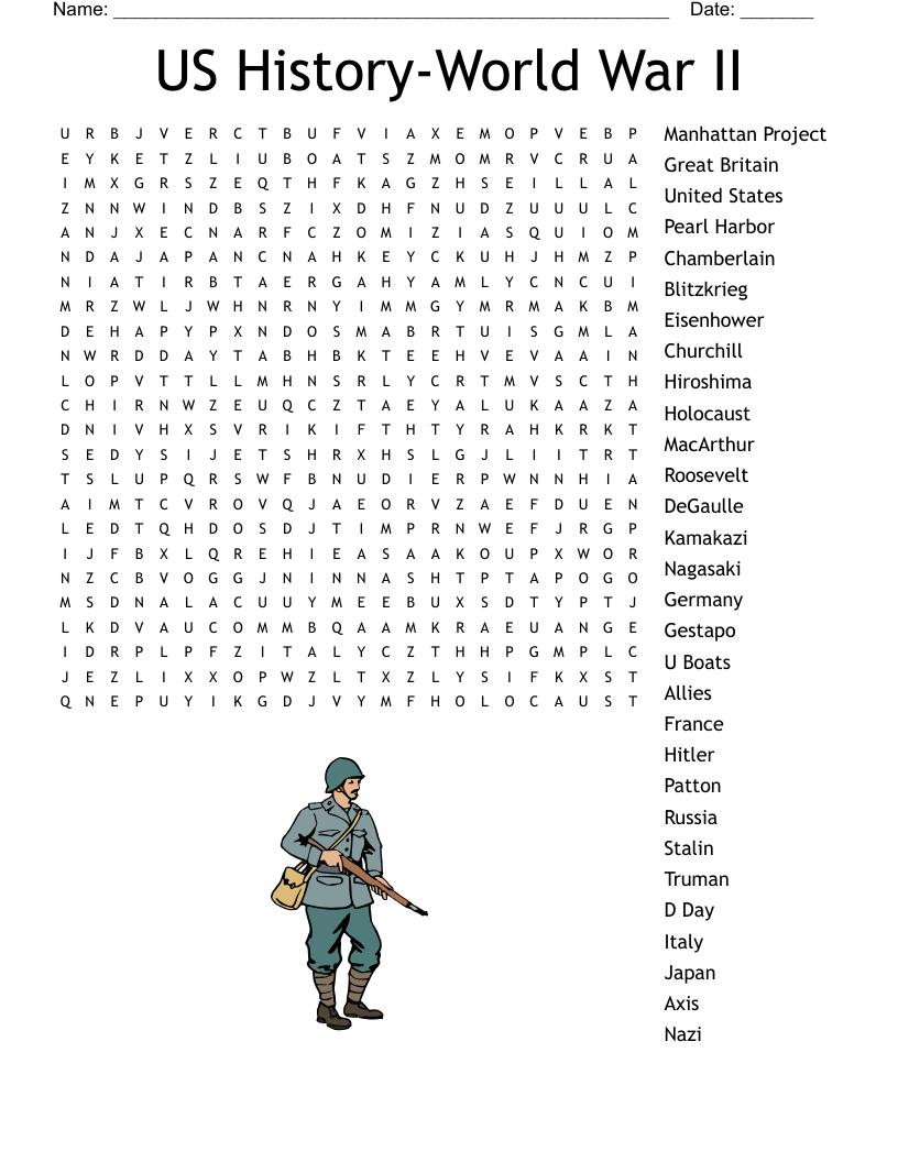 Ww2 Word Search Printable