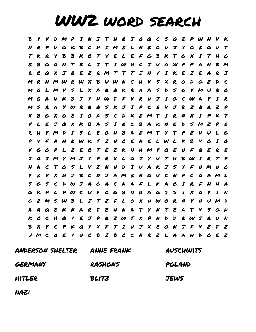 WW2 Word Search WordMint