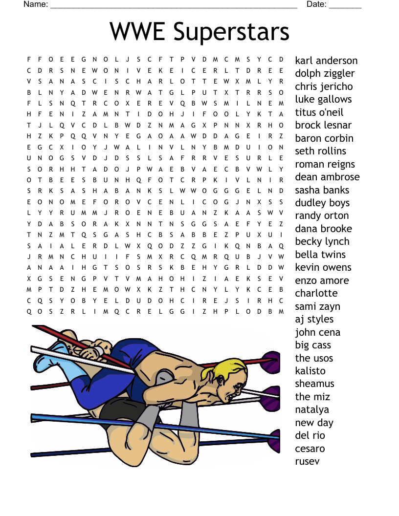 Wwe Word Search Printable