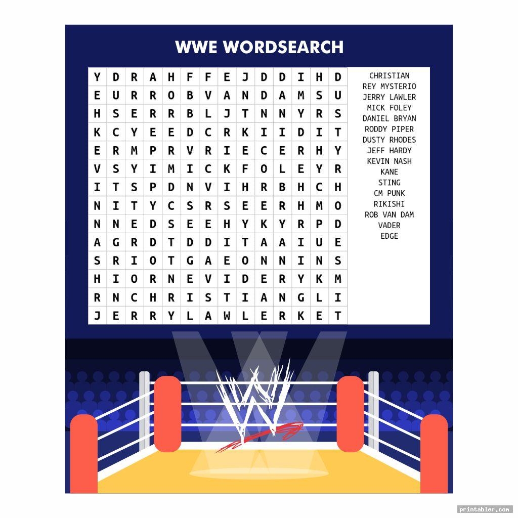 Free Printable Wwe Word Search