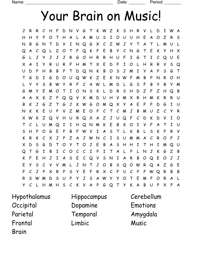 Brain Word Search Printable